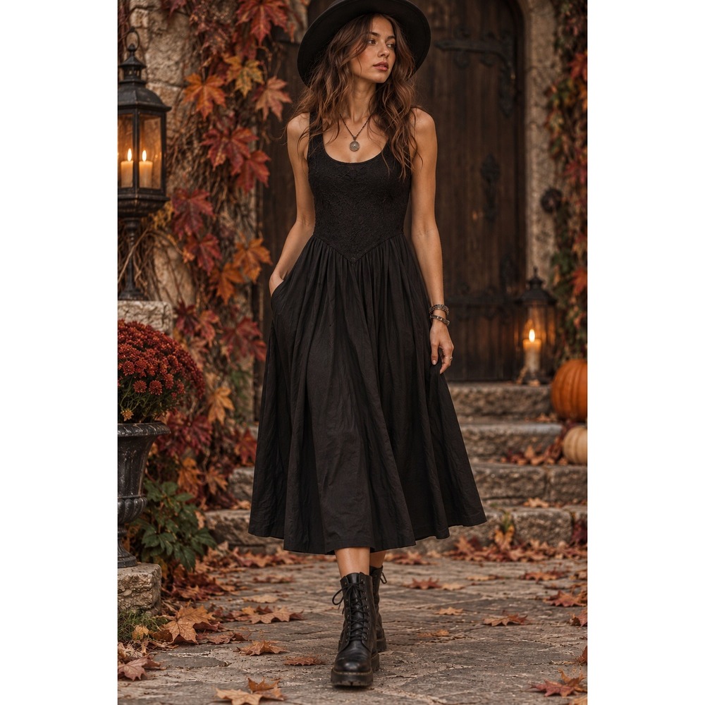 American Eagle XS Black Lace Maxi Dress Goth Whimsigoth Fall Witchy Cottagecore